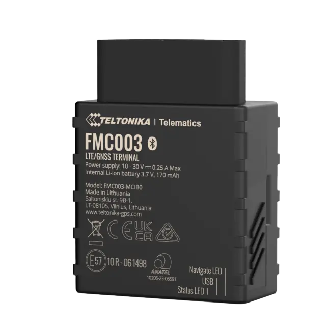 FMC003 plug-and-play OBD2 GPS tracker for CAN bus telematics